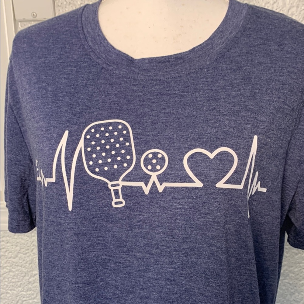 Women’s large Pickleball heathered Navy Blue Graphic T-Shirt - Picture 2 of 5